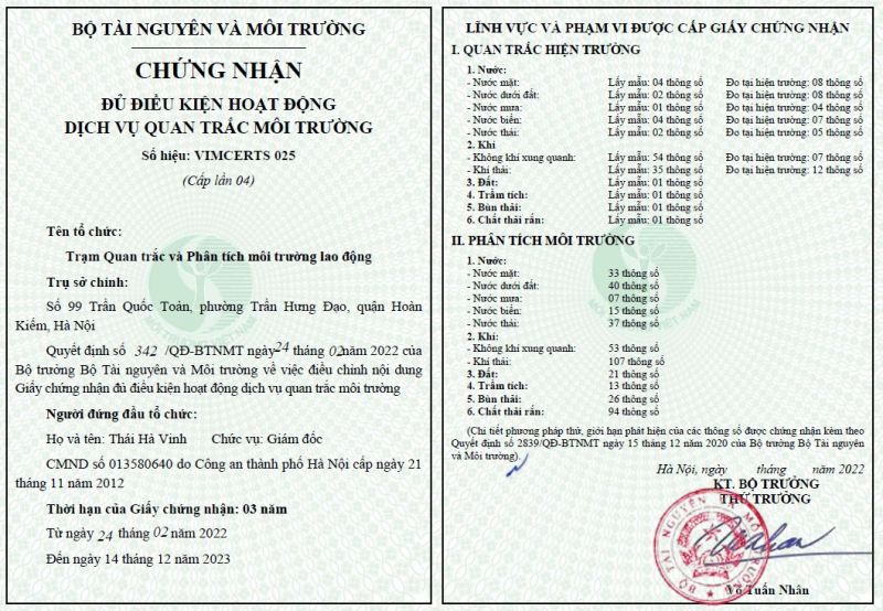 Chứng nhận VIMCERTS